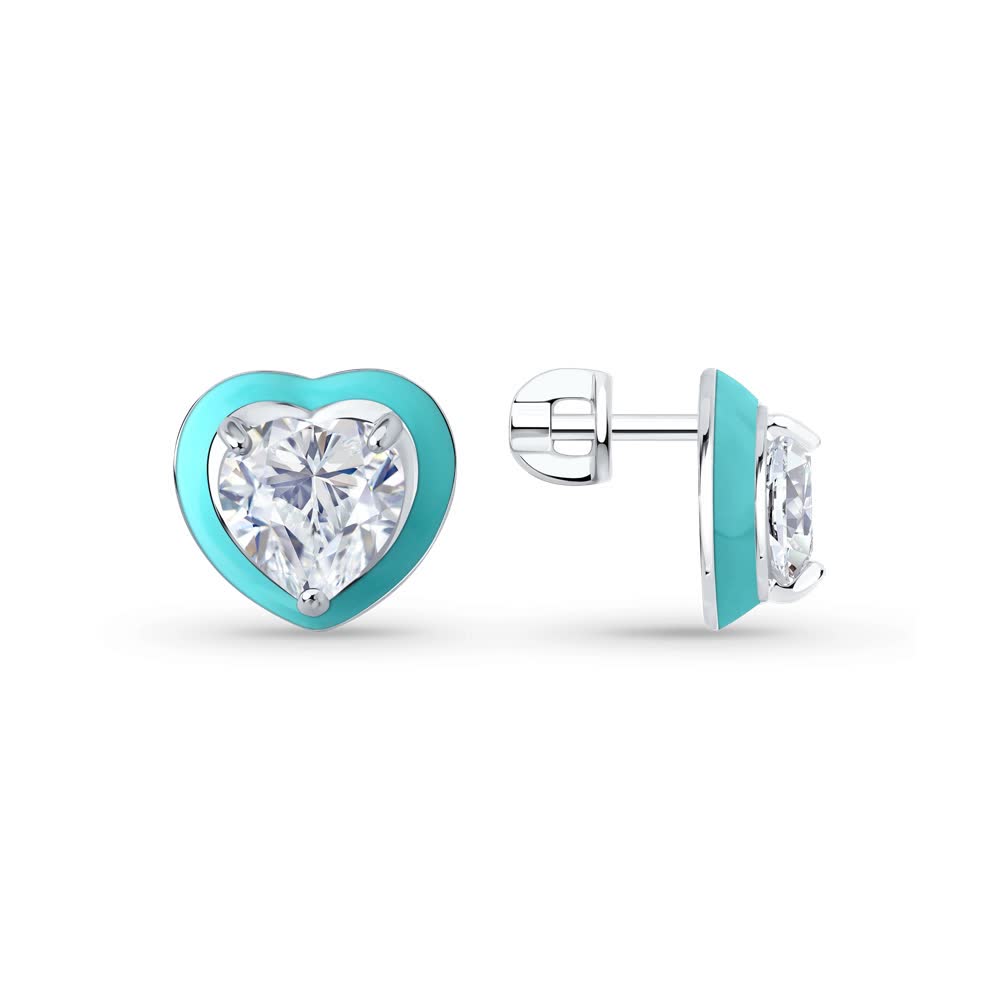 Hõbekõrvarõngad tsirkooniumite ja emailiga