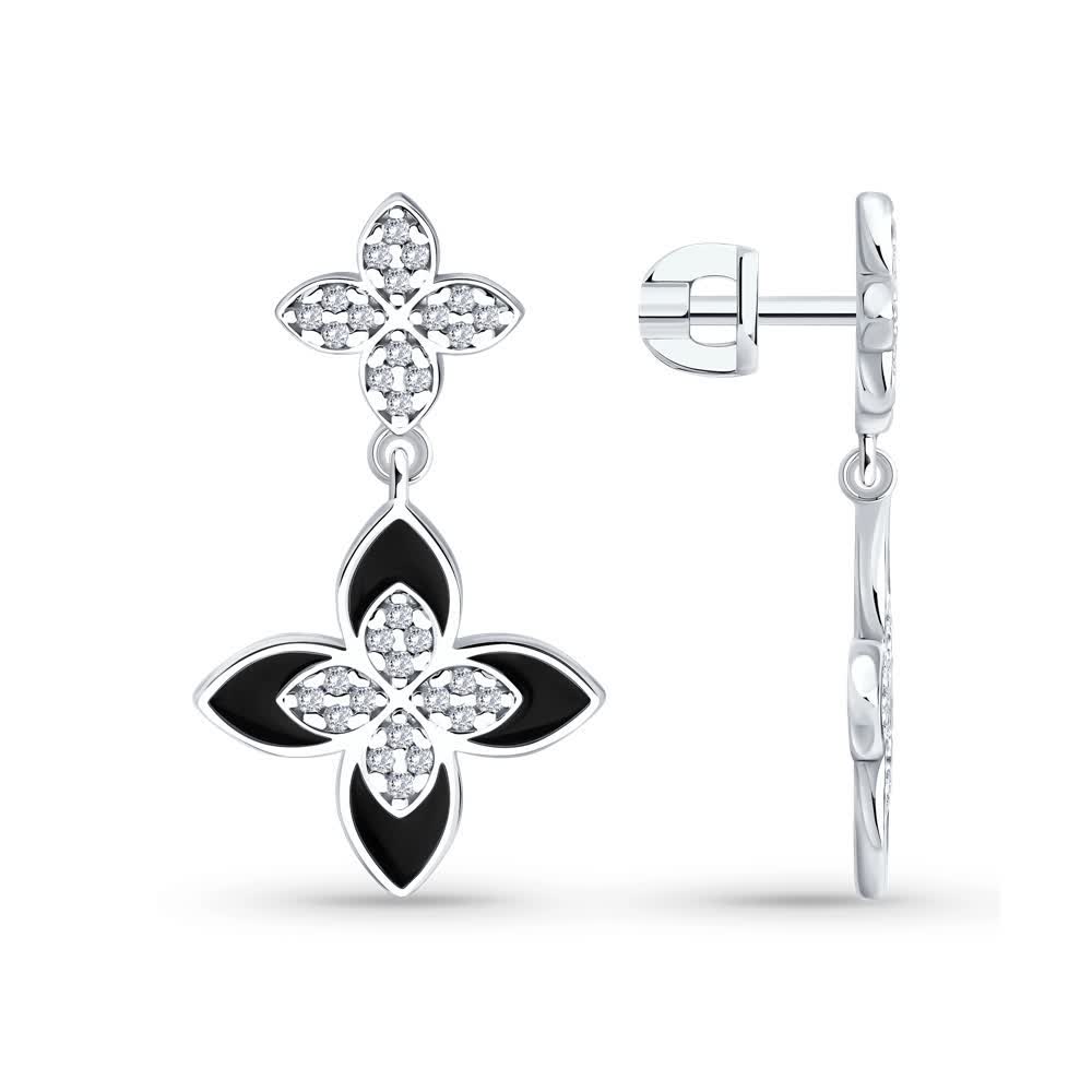 Hõbekõrvarõngad tsirkooniumite ja emailiga