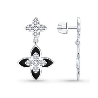 Hõbekõrvarõngad tsirkooniumite ja emailiga