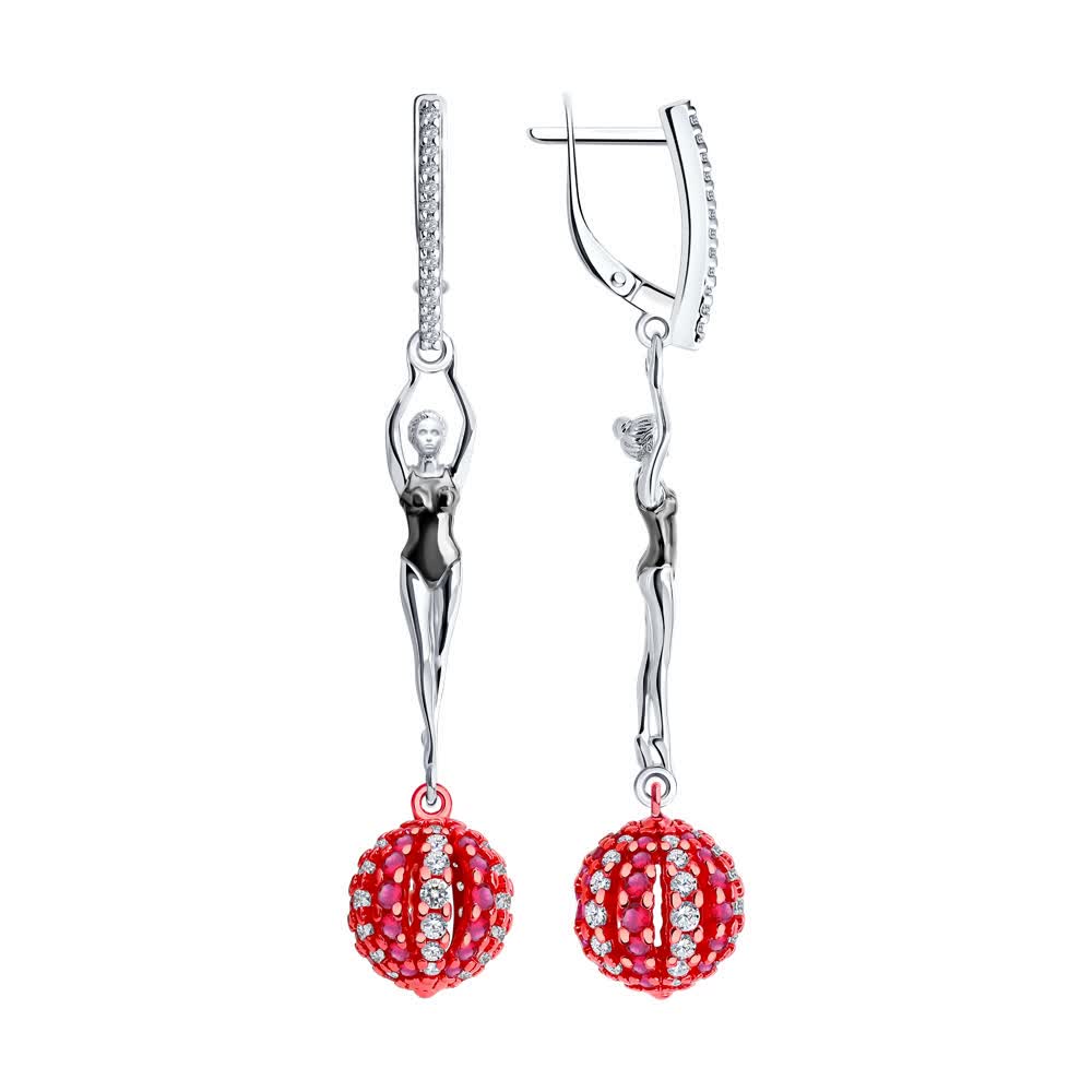 Hõbekõrvarõngad korundide ja tsirkooniumitega