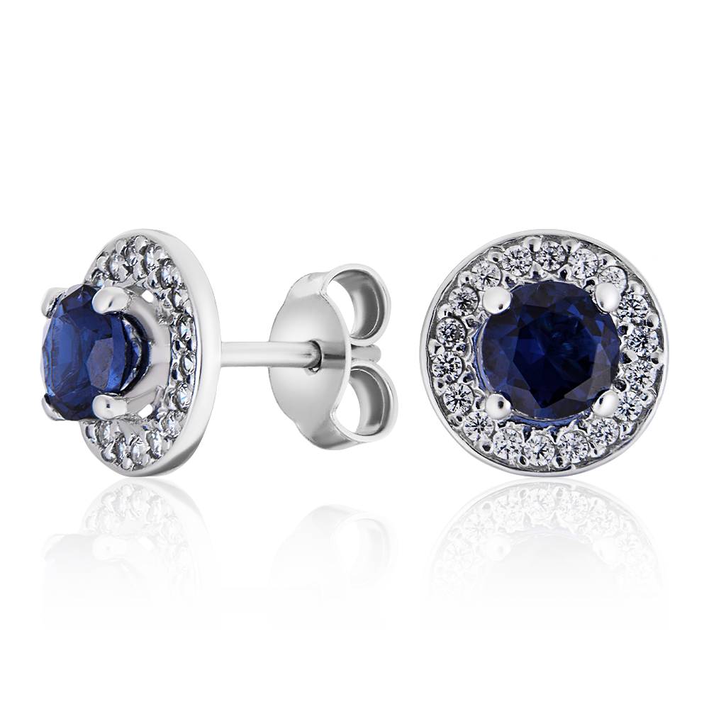Серьги арт.2721807/91шс Кубик Циркония   Сапфир с.