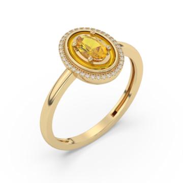Золотое кольцо с разноцветными камнями CTRE