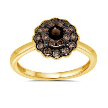 Золотое кольцо с разноцветными камнями SM