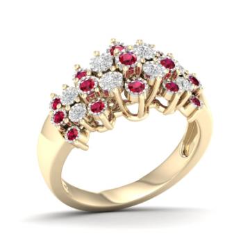 Золотое кольцо с разноцветными камнями RBY