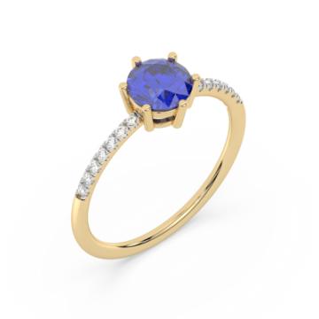 Золотое кольцо с разноцветными камнями TNZ