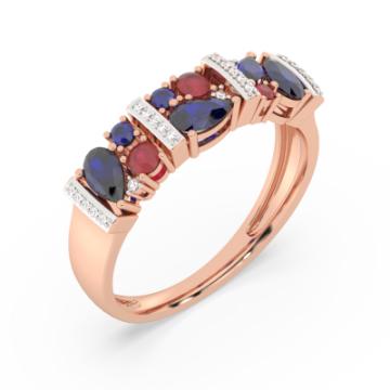 Золотое кольцо с разноцветными камнями RBSAP