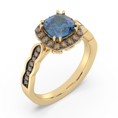 Золотое кольцо с разноцветными камнями LBTCH