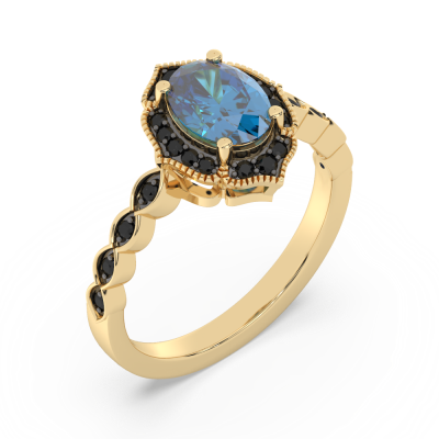 Золотое кольцо с разноцветными камнями LBTBD