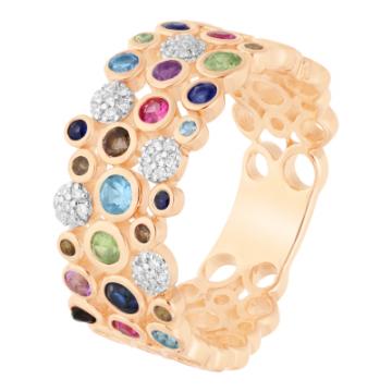 Золотое кольцо с разноцветными камнями BTOLSAPSMPT
