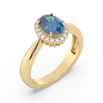 Золотое кольцо с разноцветными камнями LBT