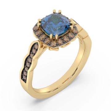 Золотое кольцо с разноцветными камнями LBTCH