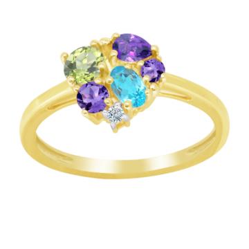 Золотое кольцо с разноцветными камнями AMOLBT