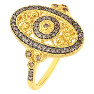 Золотое кольцо с разноцветными камнями XCH