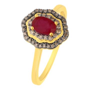 Золотое кольцо с разноцветными камнями RBCH