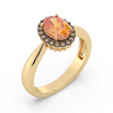 Золотое кольцо с разноцветными камнями CTCH