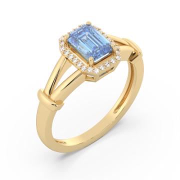 Золотое кольцо с разноцветными камнями BT