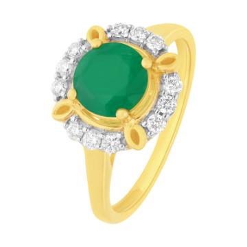Золотое кольцо с разноцветными камнями EM