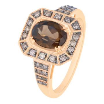 Золотое кольцо с разноцветными камнями SMCHP