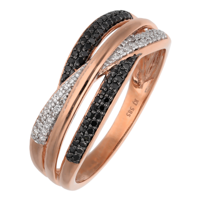 Золотое кольцо с разноцветными камнями BDP