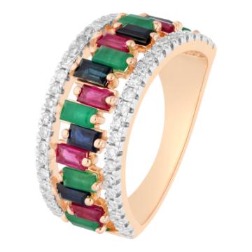 Золотое кольцо с разноцветными камнями RBEMSAPP