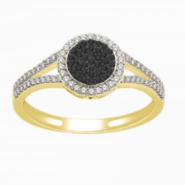 Золотое кольцо с разноцветными камнями BDY