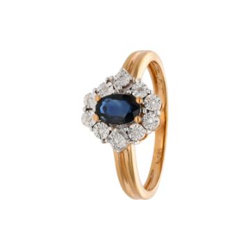 Золотое кольцо с разноцветными камнями SAPP