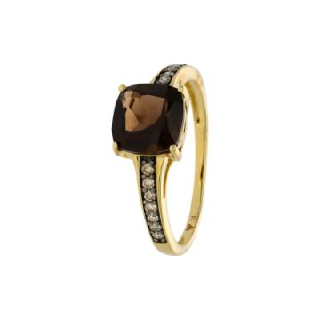 Золотое кольцо с разноцветными камнями SMY