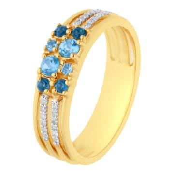 Золотое кольцо с разноцветными камнями BTLBTY