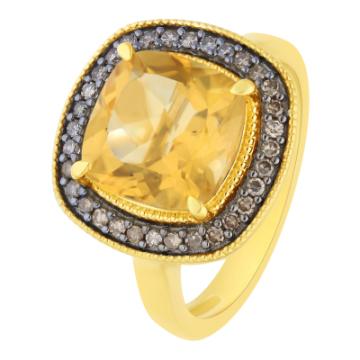 Золотое кольцо с разноцветными камнями CTCHY