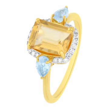 Золотое кольцо с разноцветными камнями CTAQY