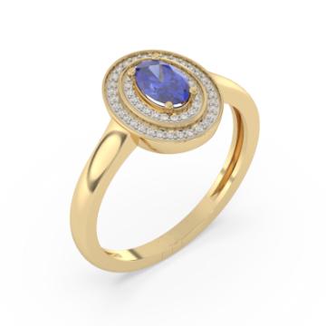 Золотое кольцо с разноцветными камнями TNZY