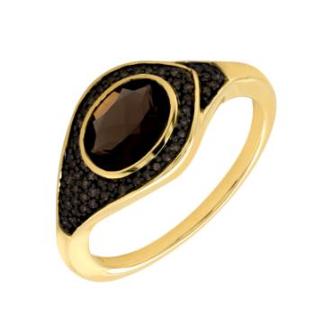 Золотое кольцо с разноцветными камнями SMCHY